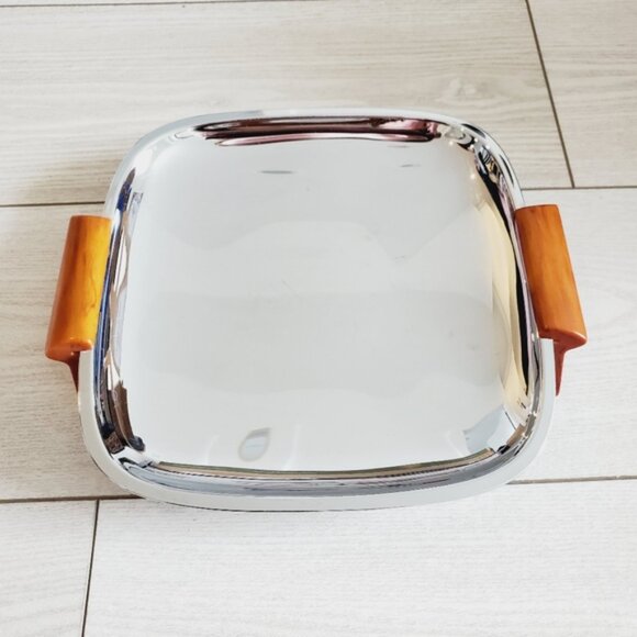 Vintage Glo-Hill Gourmates Canada Chrome Bakelite Celery Dish Serving Tray 70s - Picture 2 of 6